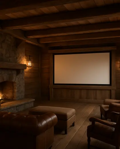 rustic theater — living room (rural)