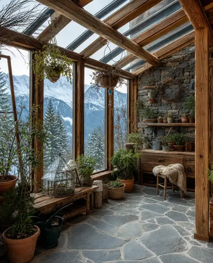 rustic indoor garden — winter garden (alpine)