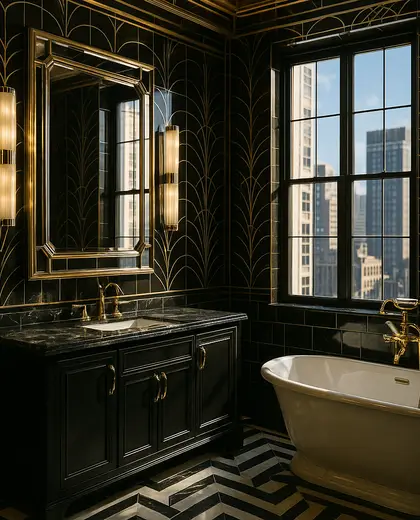 art deco apartment — bathroom (urban)