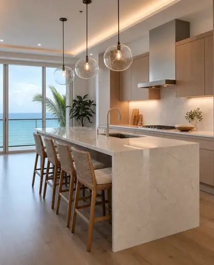 modern condo — kitchen (coastal)