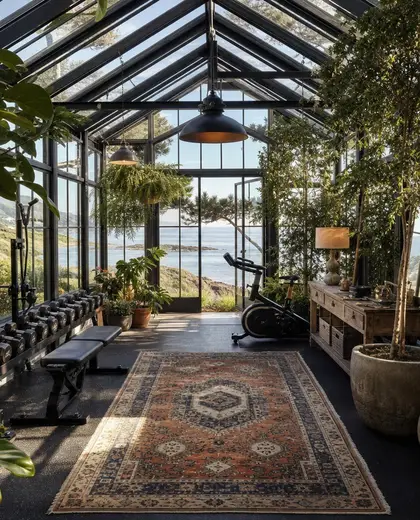 eclectic greenhouse — home gym (coastal)