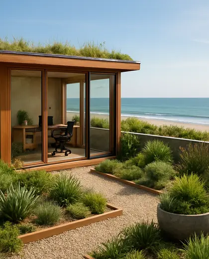 sustainable rooftop garden — home office (beach)
