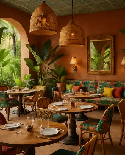 eclectic hotel — dining room (tropical)