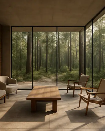 minimalist hotel — sunroom (forest)