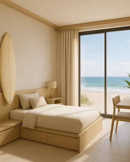 minimalist hotel — youth bedroom (beach)
