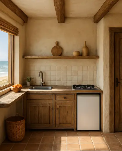 rustic hotel — small kitchen (beach)