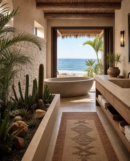 southwestern indoor garden — bathroom (beach)
