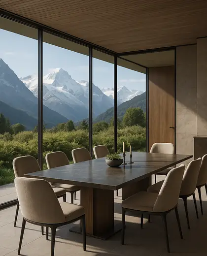 modern rooftop garden — formal dining room (alpine)