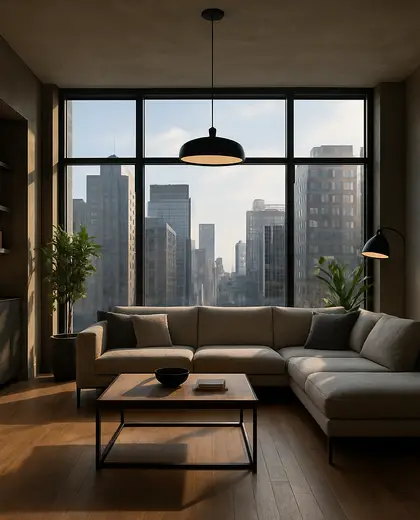 modern home — living room (urban)