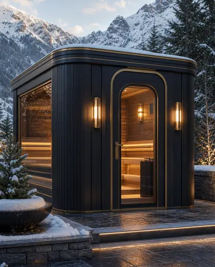 art deco backyard — sauna (alpine)