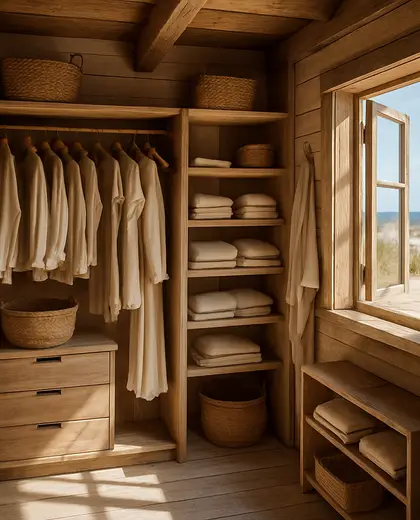 rustic house — walk in closet (beach)