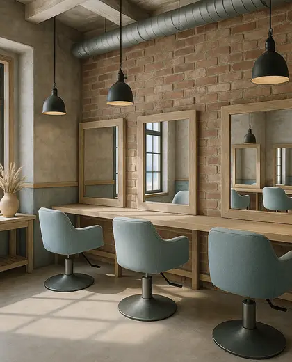 industrial salon — dressing room (coastal)