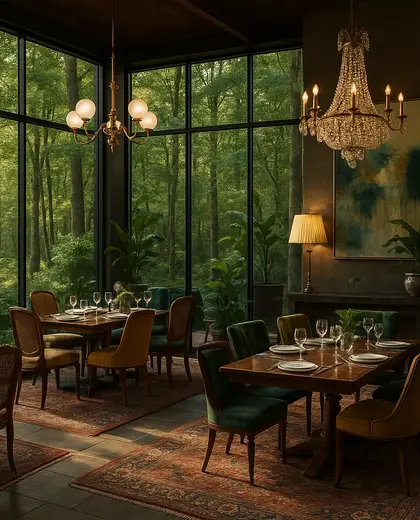 eclectic hotel — formal dining room (forest)