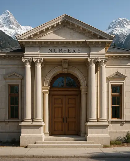 neoclassical facade — nursery (alpine)