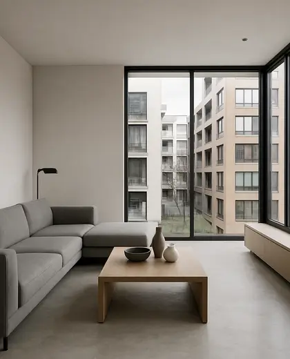 minimalist house — living room (urban)
