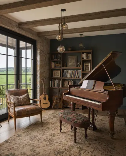 eclectic condo — music room (rural)