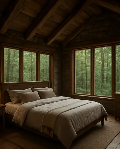 rustic house — bedroom (forest)