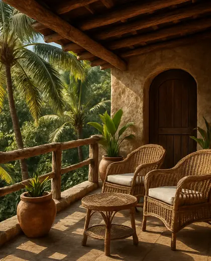rustic house — balcony (tropical)