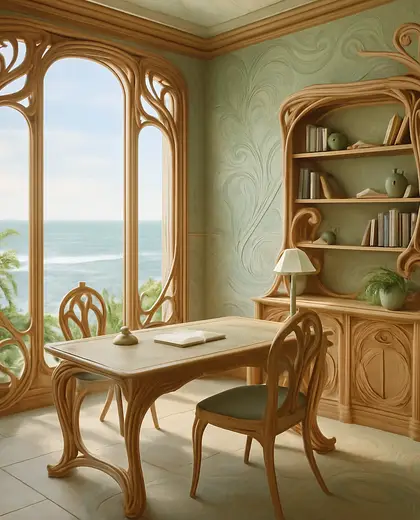 art nouveau office space — home office (coastal)