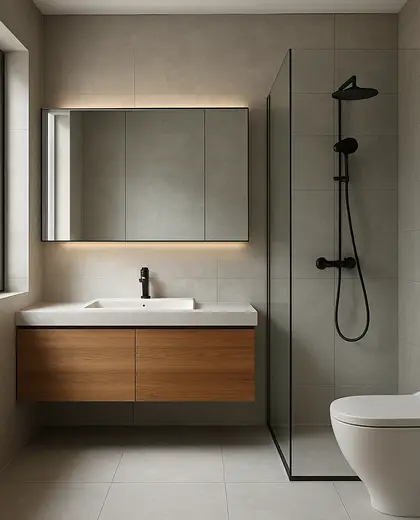 contemporary apartment — bathroom (urban)