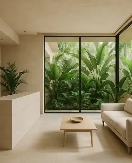 minimalist apartment — reception (tropical)