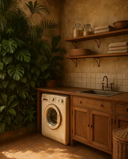 vintage vertical garden — laundry room (tropical)