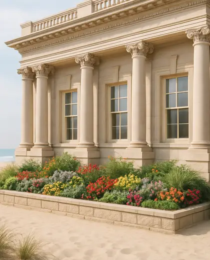 neoclassical facade — flower bed (beach)
