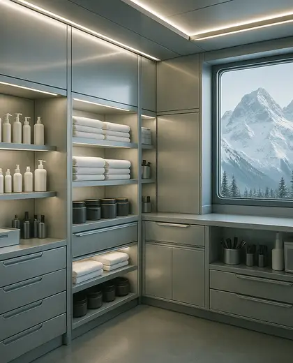 futuristic salon — storage room (alpine)