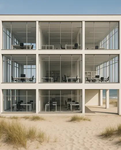 bauhaus facade — open office (beach)