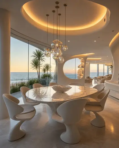 futuristic salon — informal dining room (beach)