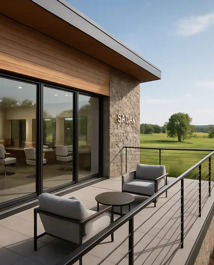 contemporary salon — balcony (rural)