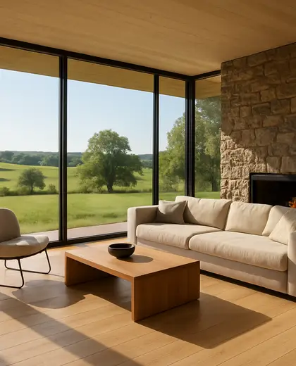 modern house — living room (rural)