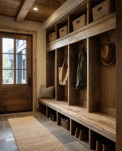 rustic apartment — mud room (space)