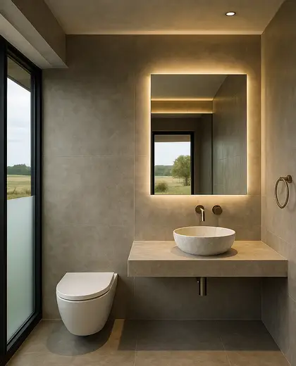 minimalist casino — bathroom (rural)
