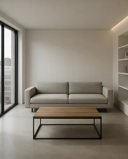 minimalist house — living room (urban)