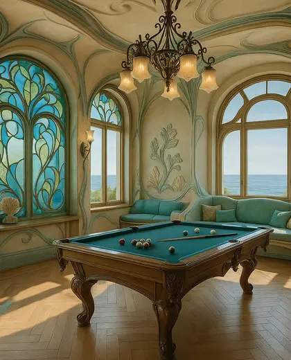 art nouveau home — game room (coastal)