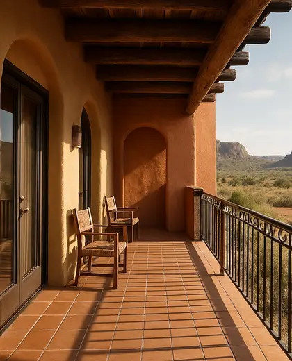 southwestern hotel — balcony (rural)