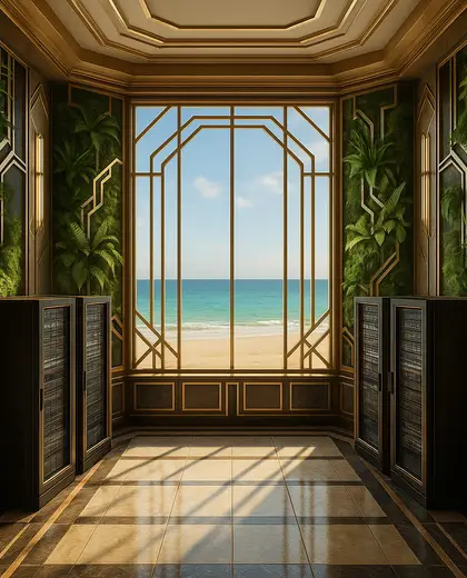 art deco vertical garden — server room (beach)