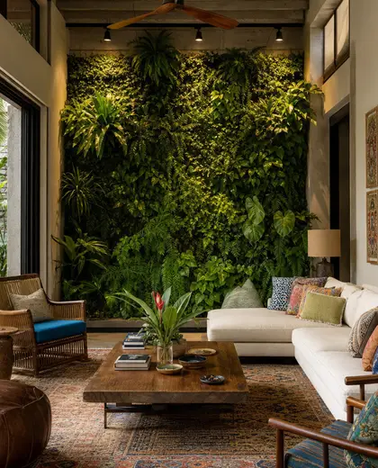 eclectic vertical garden — family room (tropical)