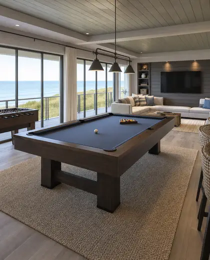 contemporary building — game room (coastal)