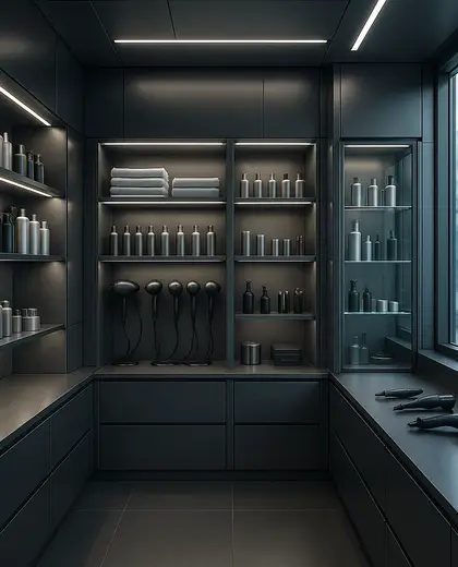 futuristic salon — storage room (urban)