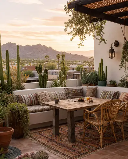 eclectic rooftop garden — breakfast nook (desert)