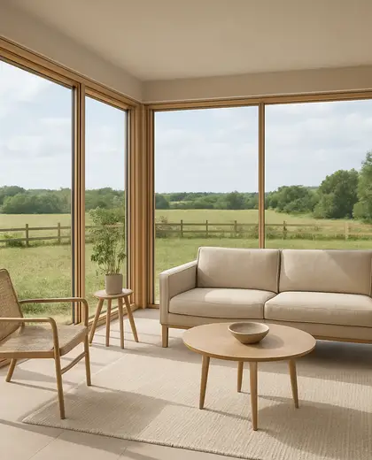 minimalist salon — sunroom (rural)