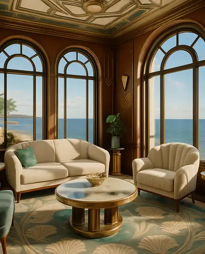 art deco salon — sunroom (coastal)