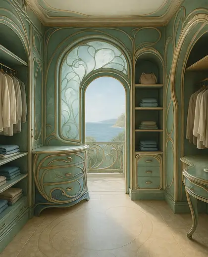 art nouveau home — walk in closet (ocean)