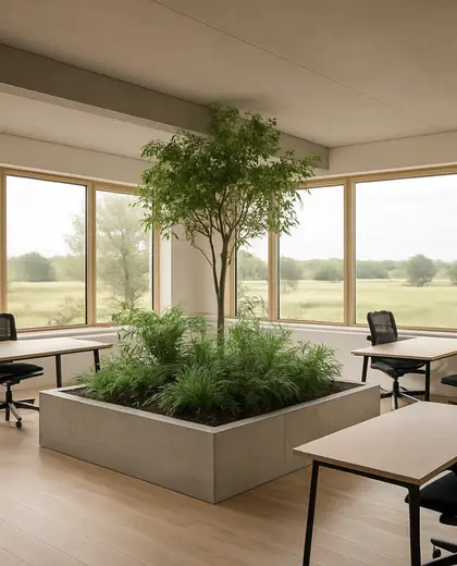 minimalist indoor garden — open office (rural)