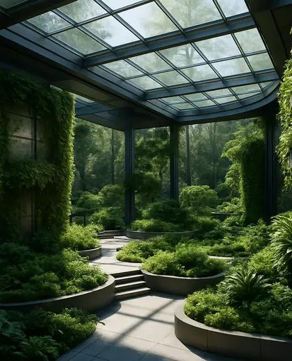 futuristic rooftop garden — atrium (forest)