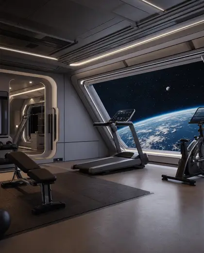 futuristic apartment — home gym (space)