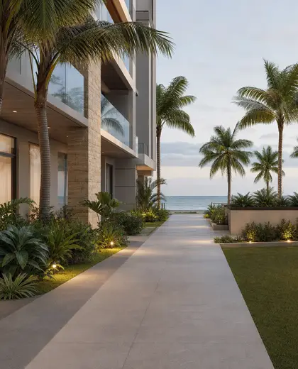 tropical apartment — front yard (coastal)
