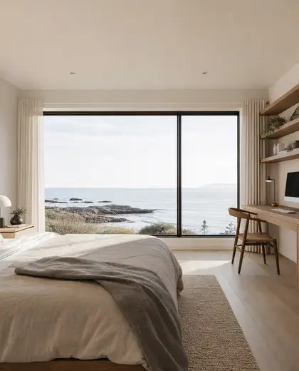 scandinavian office space — master bedroom (coastal)